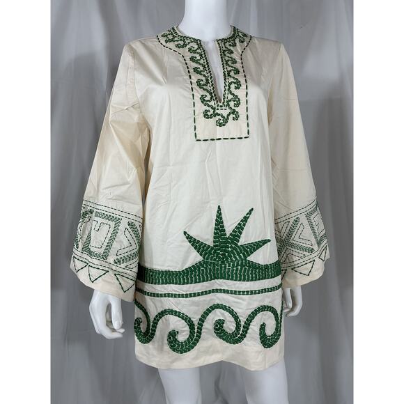 Johanna Ortiz 'Arrecifes' Green Stretch-Cotton Mini Dress Size S - NWT - Picture 2 of 4